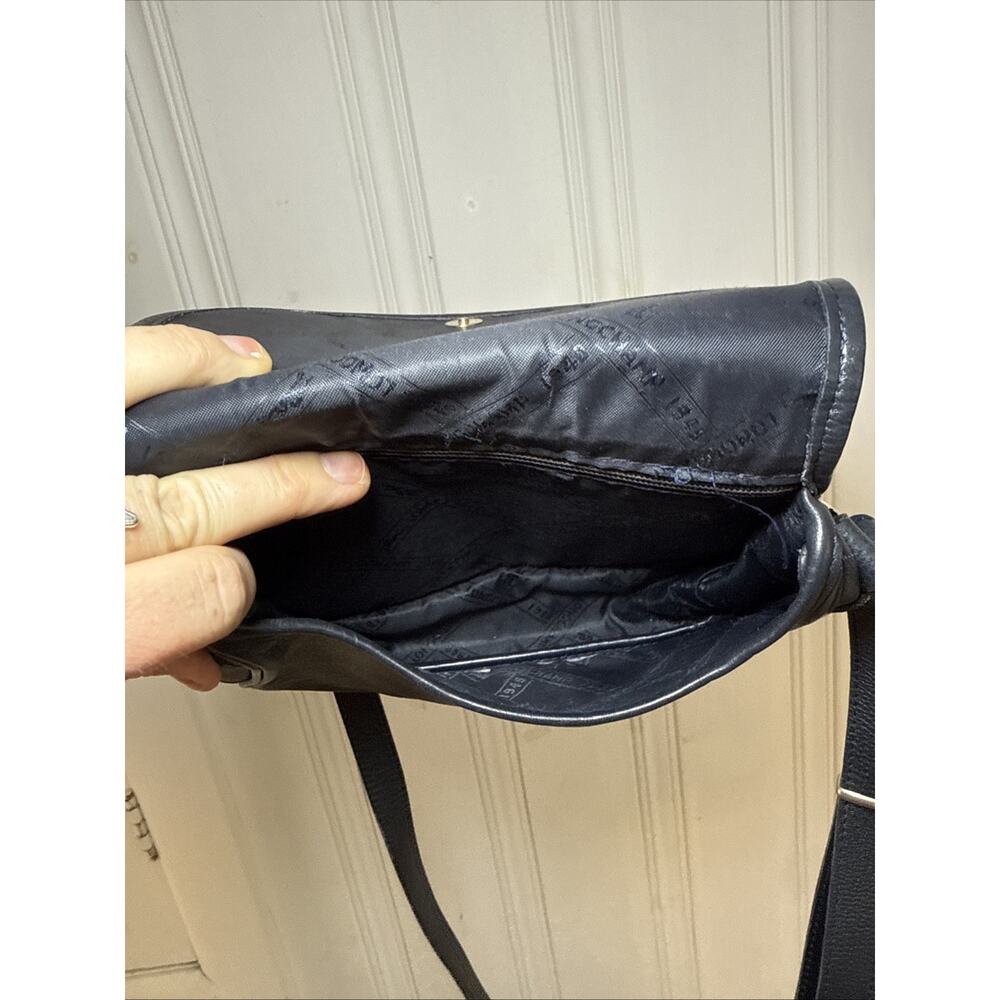 Longchamp Vintage Navy blue Pebbled Leather Small Crossbody Flap Designer Purse - Picture 9 of 9